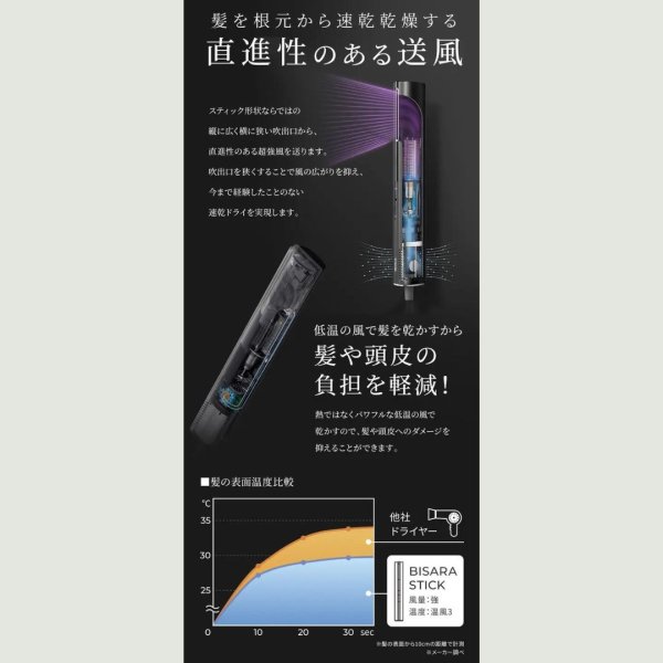 画像4: BISARA STICK スティック型ドライヤー ブラック (4)