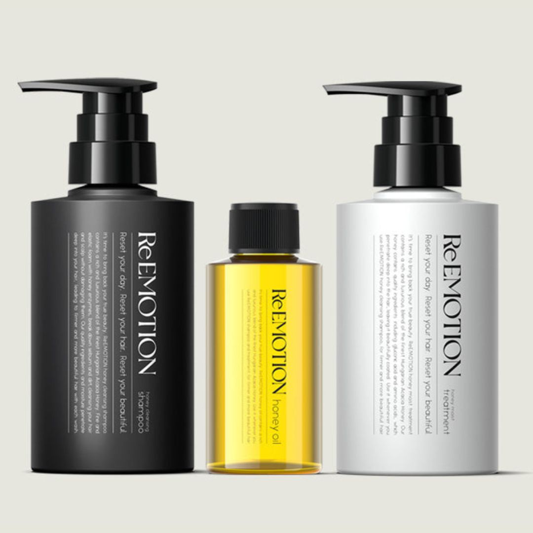 ReEMOTIONハニークレンジングシャンプー300ml&ハニーモイストトリートメント300g＆オイル100mlセット
